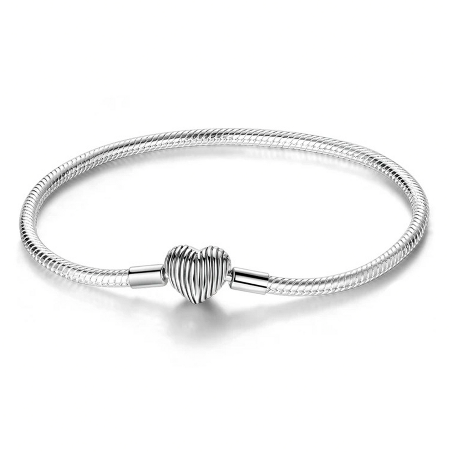 Pulseira de Prata Coração Rayé