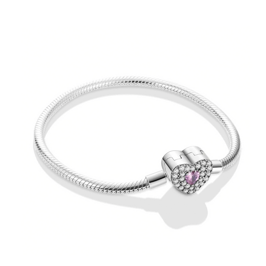 Pulseira de Prata Coração Rose